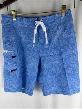 Maui Rippers Women’s Sky Blue Floral 9” Board Shorts with Drawstring